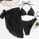 thumbnail image 4 of Traje de baño para mujer, bikini de color liso sin espalda con cordón y tirantes divididos, conjunto de tres piezas, trajes de baño para mujer, 4 of 5