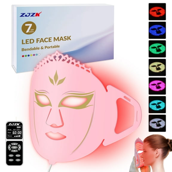 ZJZK Infrared Led Mask Light Therapy 7 Colors Silicone Mask Full Face 990 Lamp Beads Wirelessly Red Light Therapy Photon Mask