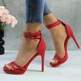 thumbnail image 2 of Women's Double Ankle Strap High Heel Sandals Stiletto Platform Dress Shoes, 2 of 5