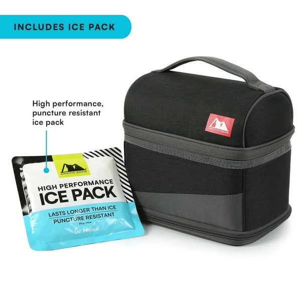 Arctic Zone Expandable Lunch Box with Ice Pack, Black/Gray