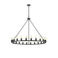thumbnail image 6 of Warehouse of Tiffany Liam Matte Black 48-inch Round Wagon Wheel 24-Light Chandelier, 6 of 13