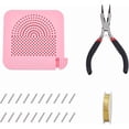 thumbnail image 1 of Kit de plantilla para dar forma a alambre de joyería: placa de plástico rosa con varillas de aleación, alicates de corte de acero y alambre de cobre dorado para abalorios., 1 of 7