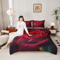thumbnail image 4 of Feelyou Red Rose Flower Queen Comforter Set, Romantic Valentine's Day Bedding Set, 3pcs, 4 of 8