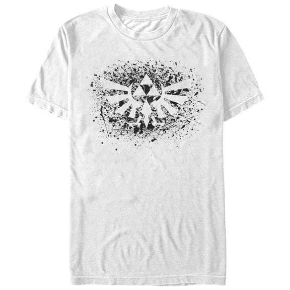 Men's Nintendo Legend of Zelda Triforce Paint Splatter Print Graphic Tee White Medium