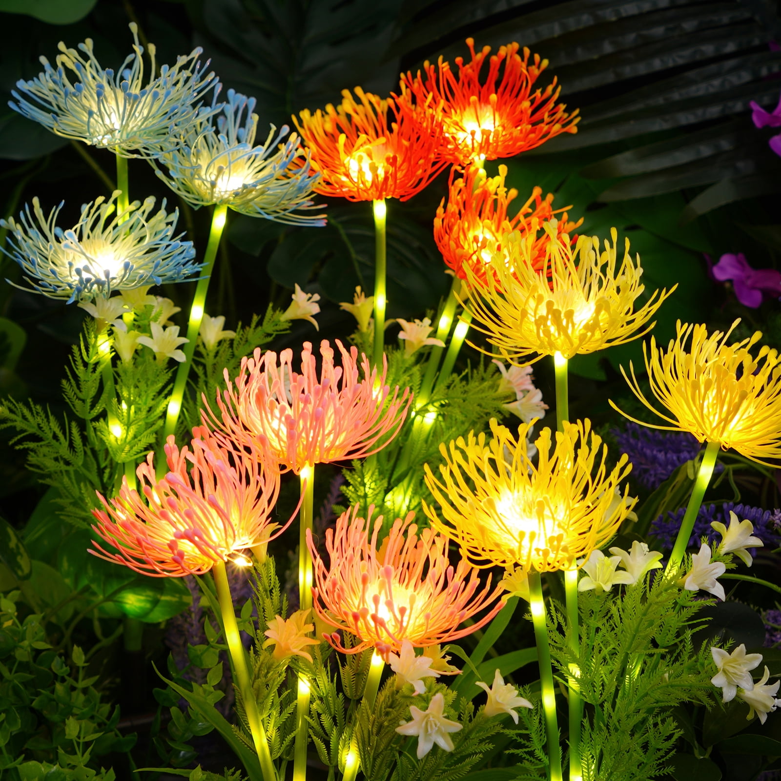 Lyacmy 4 Pack Pink Flower Solar Garden Lights Outdoor, Waterproof Solar Lights for Yard Pathway Patio Outdoor Decor