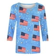 thumbnail image 5 of Frostluinai T-Shirt Patriotique pour la Journée Commémorative Hauts pour Femmes Manches 3/4 Col Rond T-Shirts Drapeau USA Grande Taille T-Shirts Décontractés 4 Juillet, 5 of 5