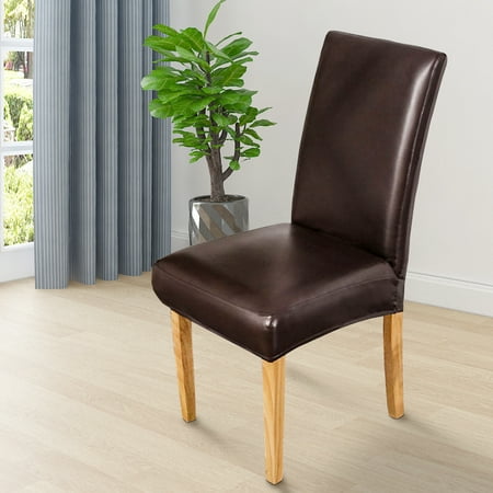 Dining Room Chair Slipcovers Pu Leather Seat Covers Stretch Furniture Protector For Armchair Removable Elastic Parsons Case Home Restaurant Hotel Ceremony Canada Dining Room Chair Slipcovers Pu Leather, High Back Leather Chair Covers