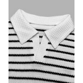 thumbnail image 3 of Womens Striped 2 Piece Sets V Neck Long Sleeve Pullover Tops High Waist Wide Leg Pants Casual Knit Sets Loungewear, 3 of 5