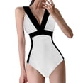 thumbnail image 1 of B91xZ Womens One Piece Swimsuits Color Block Print Athletic Training Swimwear Bathing Suits,White XL, 1 of 4