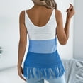 thumbnail image 5 of ShaoRunShi Womens Crochet Knit Tank Tops Sleeveless V Neck Fringe Boho Top Color Block Beach Vacation Camisole, 5 of 9