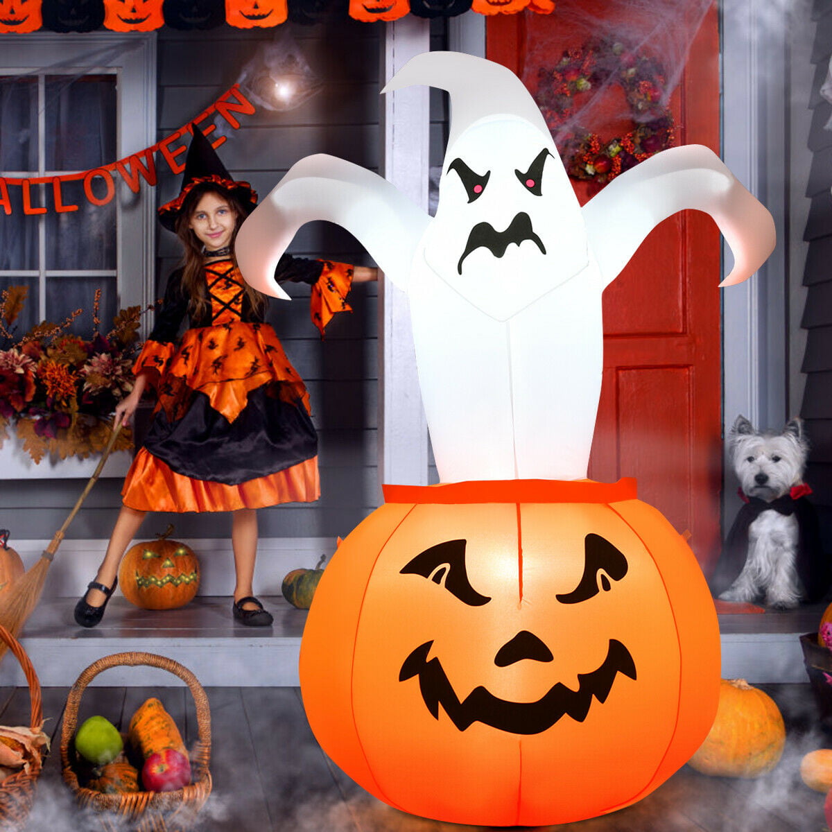 Topbuy Halloween 6 FT Blow-up Inflatable Ghost in Pumpkin W/ LED Bulbs