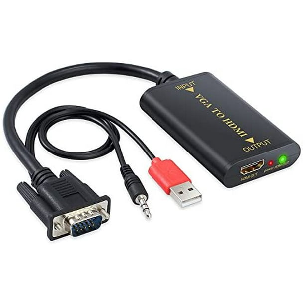 Adaptateur convertisseur Usee VGA vers HDMI sortie 1080P HD VGA mâle vers  HDMI femelle câble convertisseur Audio vidéo 3.5mm Audio 