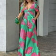 thumbnail image 2 of PMUYBHF Women's Floral Print Wide Leg Jumpsuit, Plus Size, 2 of 8