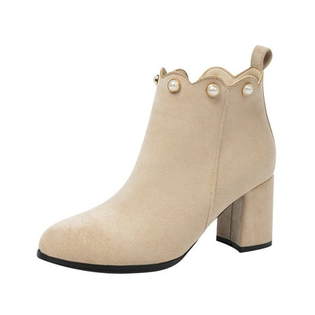 

Boots Deals 2022 VEKDONE Autumn And Winter Women s Boots Side Zipper Increase Thick-soled Short Boots 34-43 Size