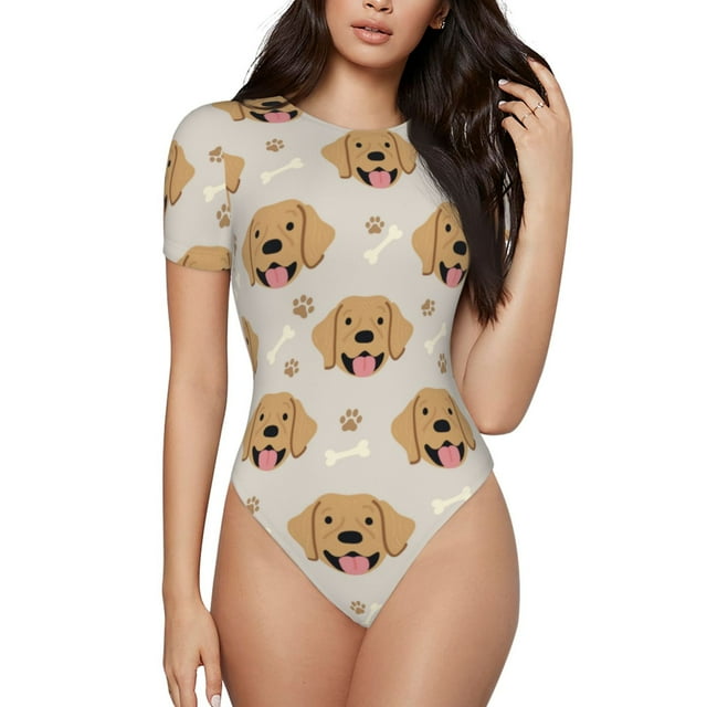 Saiise Labrador Motif Chien Retriever Grenouillère à Manches Courtes Col Rond Pyjama Extensible avec Fermeture à Pression-TTG