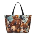 thumbnail image 2 of Zufioo Animal Filled Noahs Ark Print Large Capacity Beach Travel Bag, Zippered Pocket Foldable Hand-held Shoulder Beach Bag, 2 of 7