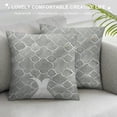 thumbnail image 3 of PHYHOO Neutral Tones Throw Pillow Cushion Case , Minimalist Nested Squares Stripes Circle Mesh, Modern Accent Double-Sided Digital Printing, Pale Grey Off White, 3 of 5