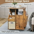 thumbnail image 5 of TooCust Rotating End Table with Storage, Rotating Side Table Living Room, Side Table with Magazine Holder, Basket and Cabinet, Sofa Side Farmhouse End Tables with Open Shelf (Rustic Brown), 5 of 10