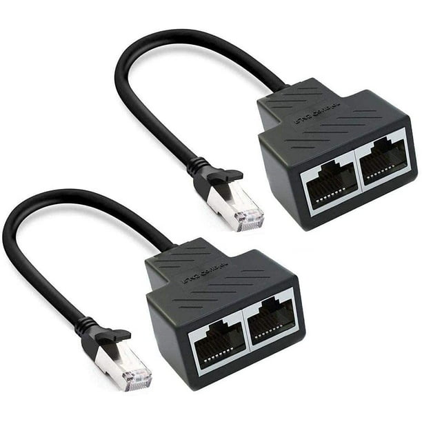 2Pack RJ45 Splitter Cable Network Adapter 1 Male to 2 Female