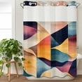 thumbnail image 3 of Abstract Geometric No Hook Shower Curtain Waterproof, Bathroom Curtains with Snap in Liners and See Through Top Window, Orange Neutral Modern Art Hotel Style Bathtub Curtains Shower 48"Wx72"L, 3 of 8