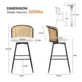 thumbnail image 4 of ANMINY Rattan Swivel Bar Stools Set of 3, 29" Bar Height with Rattan Back and Metal Legs, Mid-Century Modern Armless Boucle Fabric Barstools Seat, Upholstered Bar Height Stools for Kitchen Island, 4 of 11