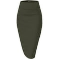 thumbnail image 3 of QATAINLAV Women's Stretchy Bodycon Pencil Midi Skirt Solid Color Slits Business Skirts Casual Pull on Office Midi Skirt, Army Green, M, Gifts for Mom, 3 of 5