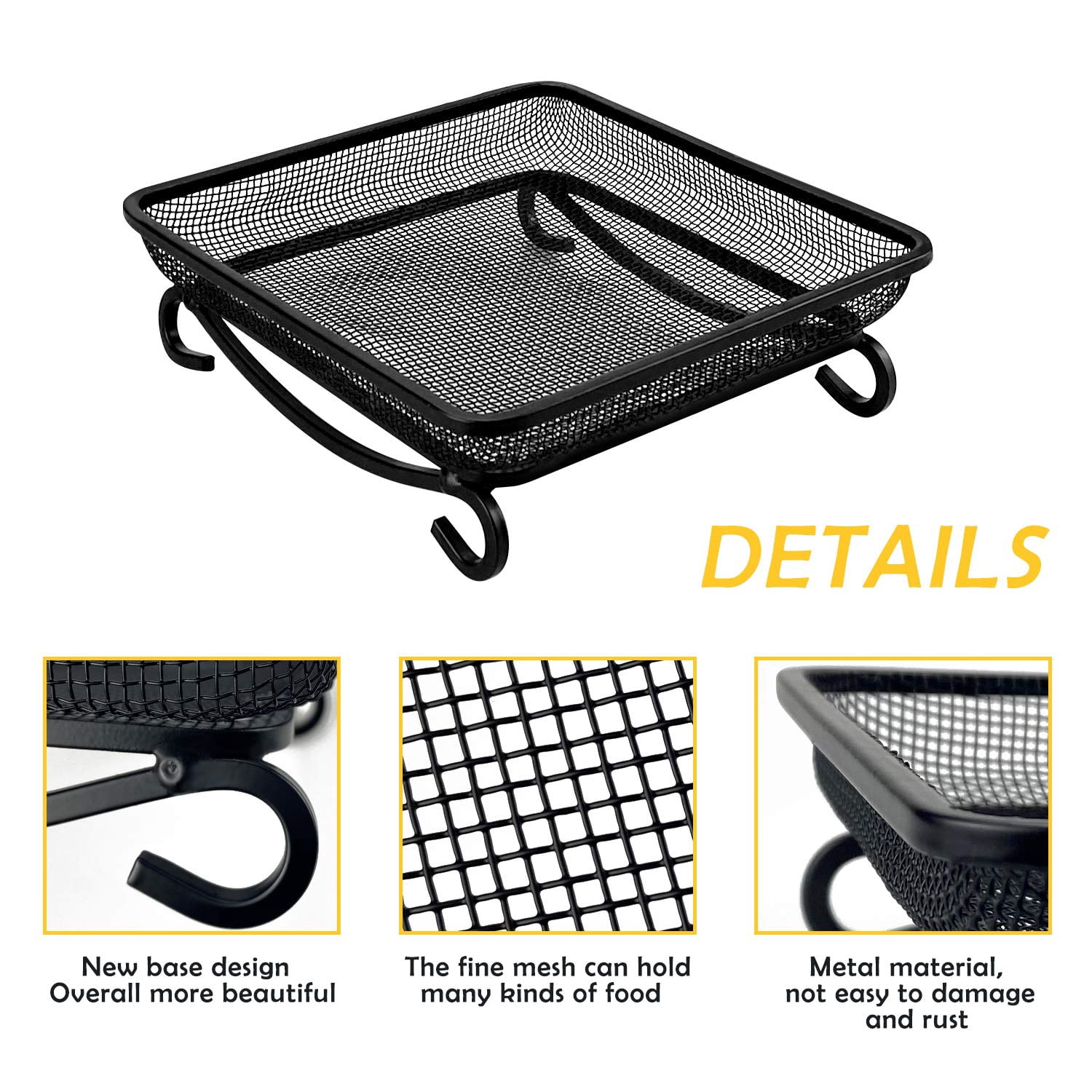 Outdoor Ground Bird Feeder Platform, Metal Mesh Seed Tray Feeder, Ideal Backyard Garden Decor for Attracting Wild Birds Squirrels & Doves