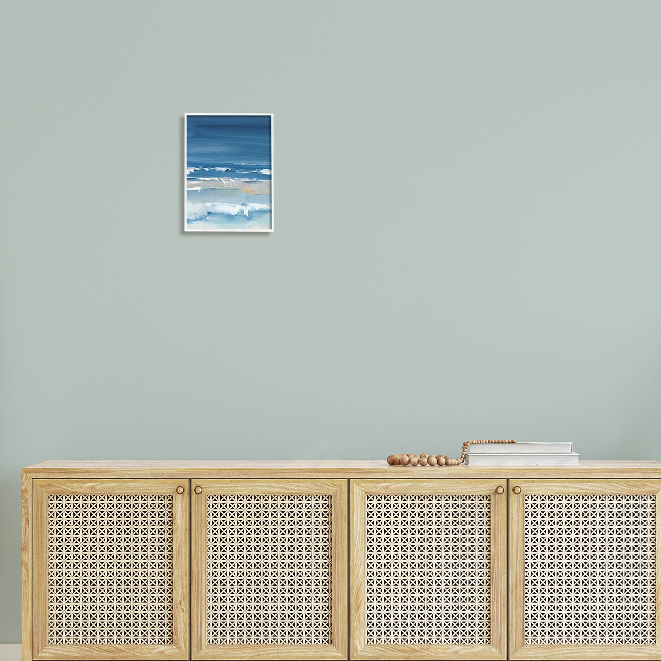Stupell Industries Rolling Beach Waves Foamy Shoreline Painting White Framed Art Print Wall Art, Design by Ethan Harper