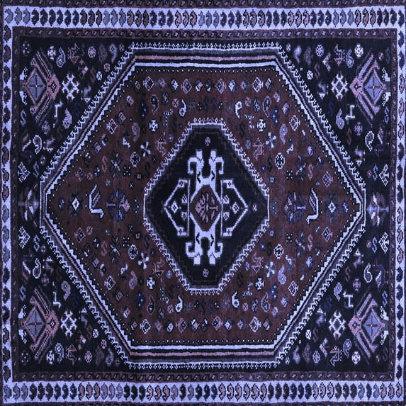 Ahgly Company Machine Washable Indoor Square Persian Blue Traditional Area Rugs, 4' Square