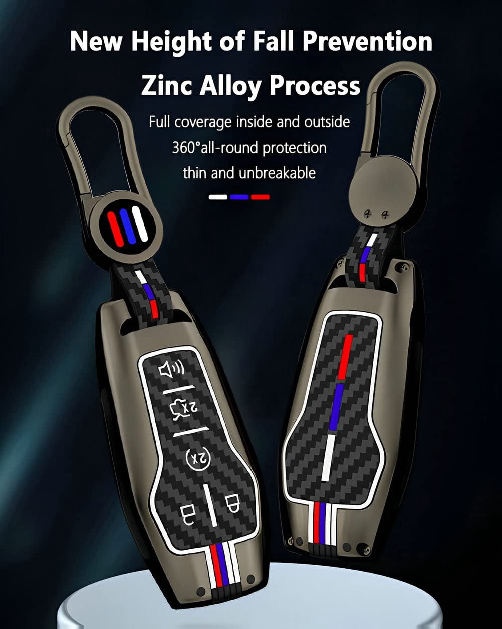 for Ford Key Fob Cover Case, Metal Shell Car Smart Key Holder keychain Compatible for Explorer Mustang F150 Edge Fusion Lincoln MKZ MKC