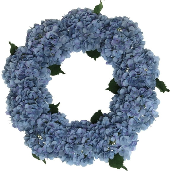 24" Blue Hydrangea Christmas Wreath – Artificial Floral Front Door Wreath, Lifelike Greenery & Hydrangea Decoration for Spring, Summer, Indoor & Outdoor Home Décor