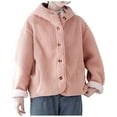 thumbnail image 2 of AOOCHASLIY Women Coat Women Long Sleeved with Pockets Windproof and Warm Long Plush Hooded Short Jacket, 2 of 5