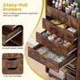 thumbnail image 6 of Costway Paper Storage Cart, Rolling Gift Wrap Station with 3 Drawers & Adjustable Shelf Rustic Brown, 6 of 11