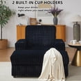 thumbnail image 3 of Aukfa Corduroy Chaise Lounge w/ 2 Cupholders, Storage Ottoman Bench, Plush Sofa Chair Bed, Black, 3 of 8