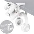 thumbnail image 1 of 3-in-1 PC Gaming Headset&Controller Holder - EURPMASK Headphone Stand w/Adjustable Clamp&2 Controller Holder&Rotating Arm&Cable Organizer, Universal PC Gaming Accessory Controller Headset Stand-White, 1 of 7