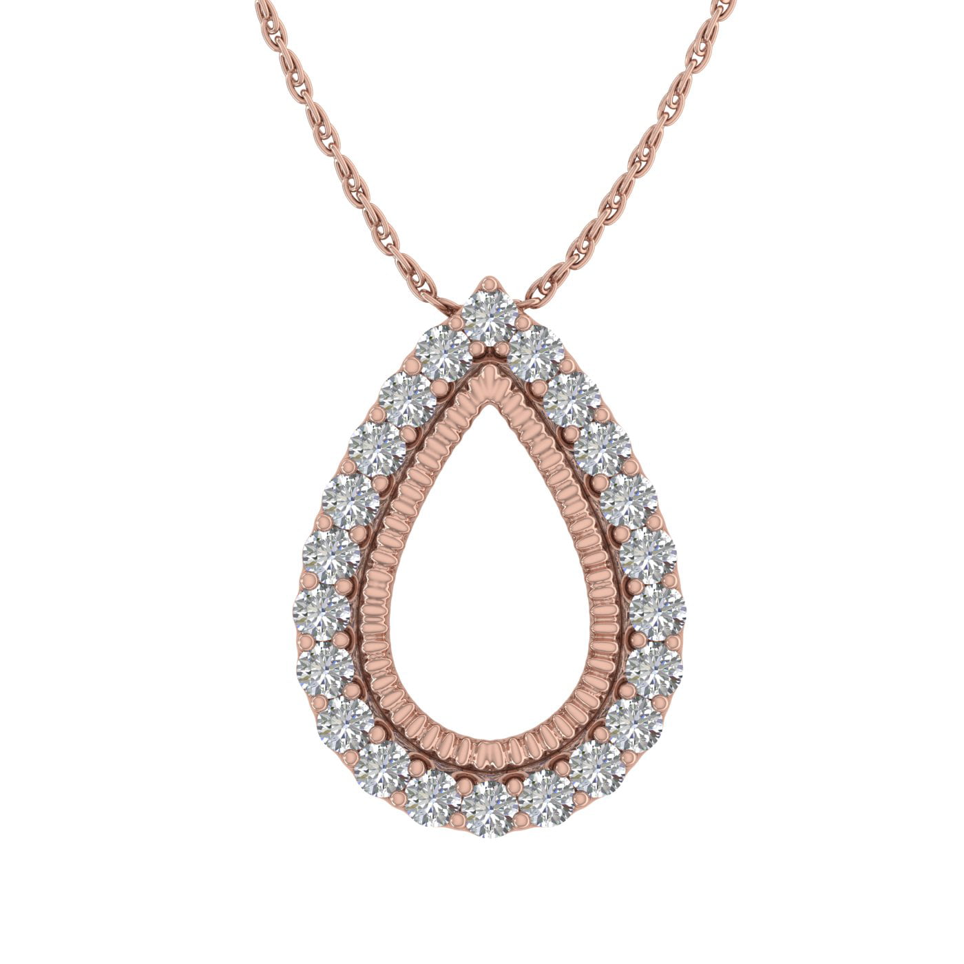 1/5 Carat Diamond Tear Drop Pendant Necklace in 10K Rose Gold