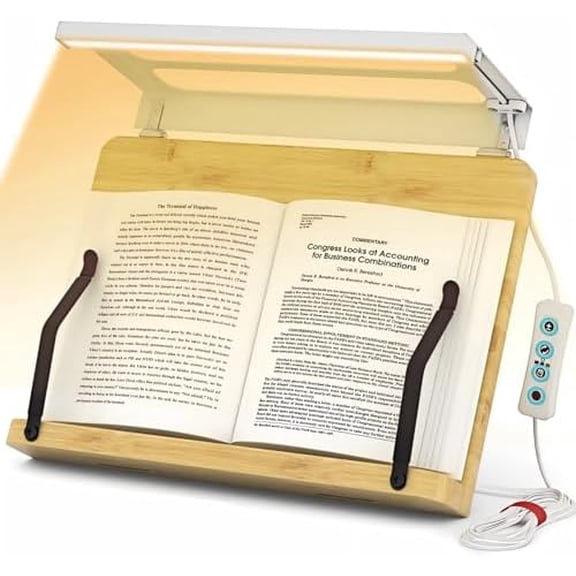 Book Stand for Reading – Adjustable & Foldable Book Holder with High CRI 90  No-Flicker, Eye-Caring LED Light | Anti-Blue Light & Anti-Glare | Hands-Free for Textbooks, Bibles, and Study