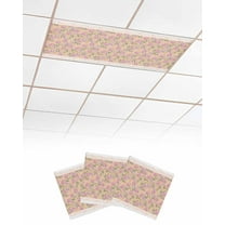 Fluorescent Light Covers for Ceiling Lights 3 Pack, Spring Floral Magnetic Ceiling Light Covers 2x4ft for Classroom Office School, Pink Flowers Summer Botanical Polka Dot Drop Ceiling Light Shade