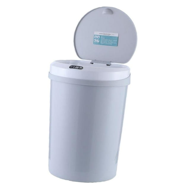 Papelera inteligente de 12 litros con sensor de movimiento, sin contacto, para baño, interior, sin ruido. gris