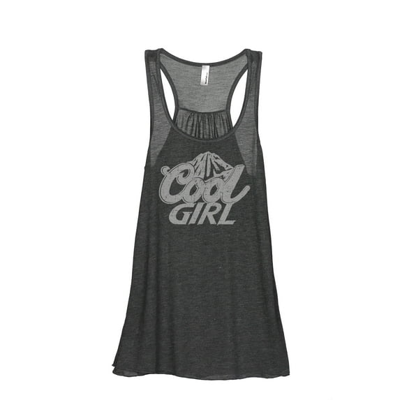 Cool Girl Women's Fashion Sleeveless Flowy Racerback Tank Top Charcoal Grey Small