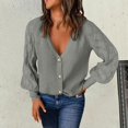 thumbnail image 4 of Cardigan Sweaters for Women 2025 Puff Sleeve Button V-Neck Knitted Sweater Jacket Coat Womens Cardigan Sweaters, 4 of 7