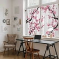 thumbnail image 5 of Pink Flowers Kitchen Curtains 45 Inch Length, Pink Blossoms Botanical Floral Branches Tiers Curtains for Bathroom Bedroom Cafe, Light Filtering Small Window Treatment Short Drapes 2 Panels 42"Wx45"L, 5 of 8