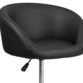 thumbnail image 3 of Contemporary Black Vinyl Adjustable Height Barstool with Barrel Back and Chrome Base, 3 of 9