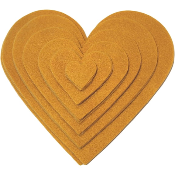 Playfully Ever After 1 to 6 inch Multi-Size Pack 24pc Felt Hearts - Mustard