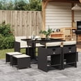 thumbnail image 1 of vidaXL 9 Piece Garden Dining Set with Cushions Black Poly Rattan, 1 of 5