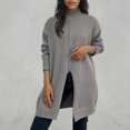 thumbnail image 4 of Juslio Women Sweaters Pullovers Turtlenecks Solid High Neck Knit Fashion Gray, 4 of 6