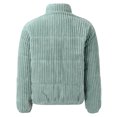 thumbnail image 7 of Manxivoo Winter Coat Ladies Solid Color Zipper Corduroy Filled Cotton Stand Collar Casual Jacket Breadwear Puffer Jacket Womens Mint Green, 7 of 7