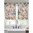 thumbnail image 2 of Vintage Flowers Sheer Curtains 54 Inch Length 2 Panels Set Window Treatments, Spring Watercolor Floral Dragonflies Beige Rod Pocket Semi Curtains for Living Room/Bedroom/Kitchen Décor, 104"W x 54"L, 2 of 7