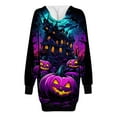 thumbnail image 5 of gljltg Women's Halloween Printed Loose All-match Hooded Double Pocket Sweater Dress for Women, Fall Winter, Suitable for Leisure, Party, Daily, Home, Beaches, Travel, Work, Gatherings, 5 of 7