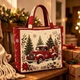 thumbnail image 5 of Christmas Quilted Tote Bag Large Reusable Christmas Truck Shopper Festive Shoulder Bag - 14.96 x 13.78 Inch, 5 of 5